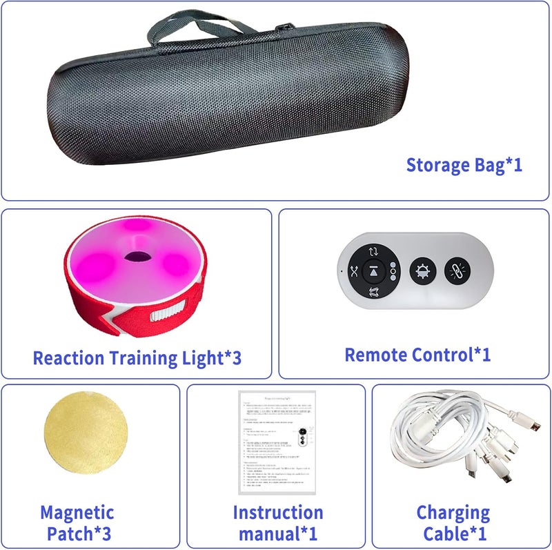 SWTHM 3Pcs/Pk Agile Reaction Training Lamp Set, Reaction Training Light Speed Agile Reaction Light Equipment Quick Reaction Lights Enhancing Speed and Agility Tools - Image 2